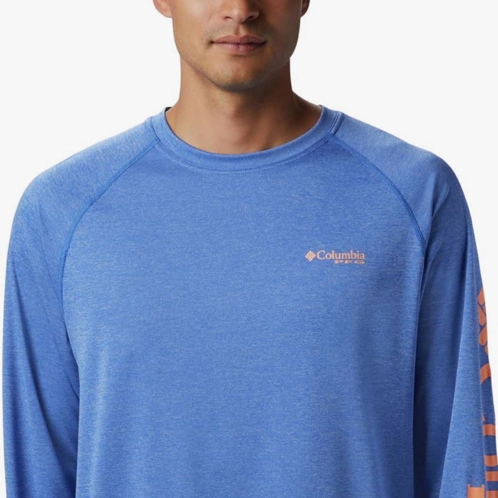 Columbia Men’s Terminal Tackle PFG Triangle Long Sleeve Blue Lightweight Shirt - Picture 3 of 9